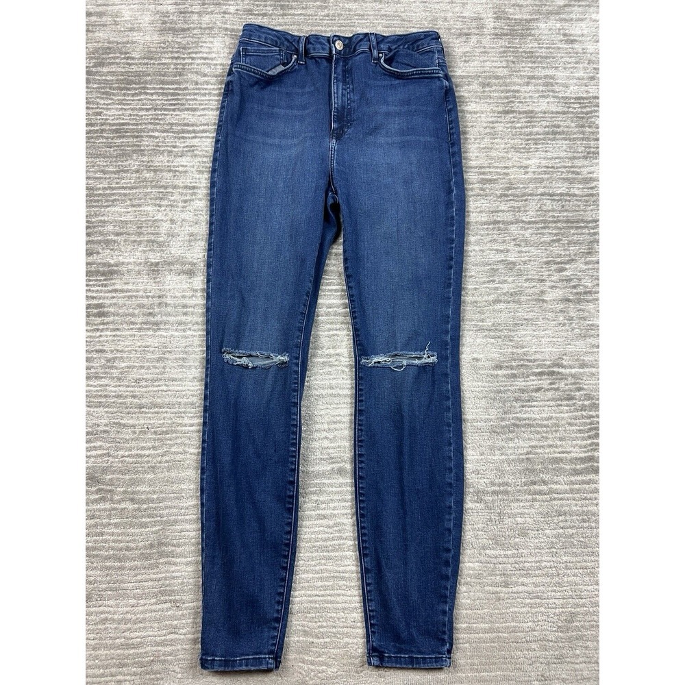 Forever 21 Jeans Womens 31 Blue‎ Dark Wash Skinny Destroyed Cotton Blend
